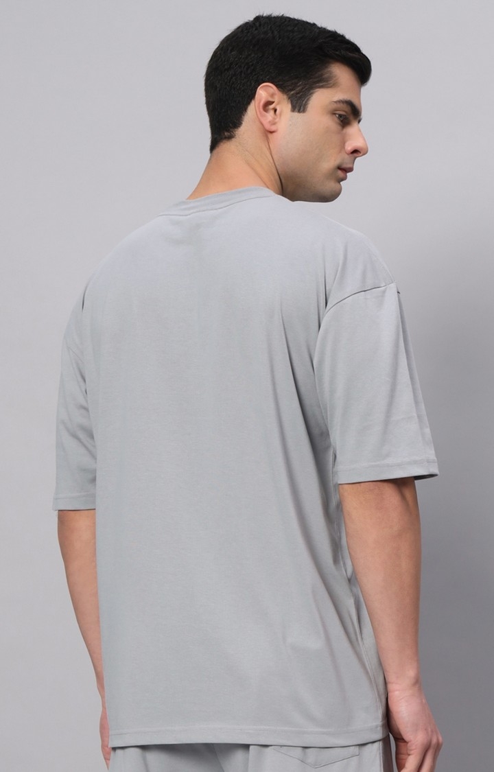 Men's Grey Printed Boxy T-Shirt