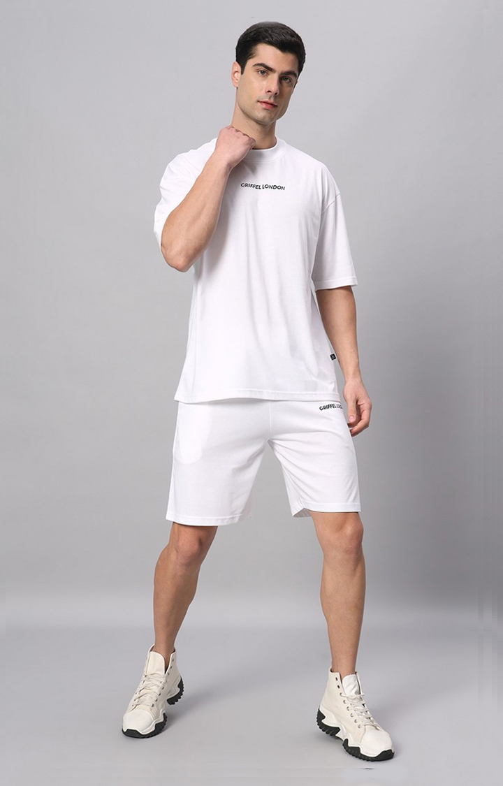 Men's White Printed Boxy T-Shirt