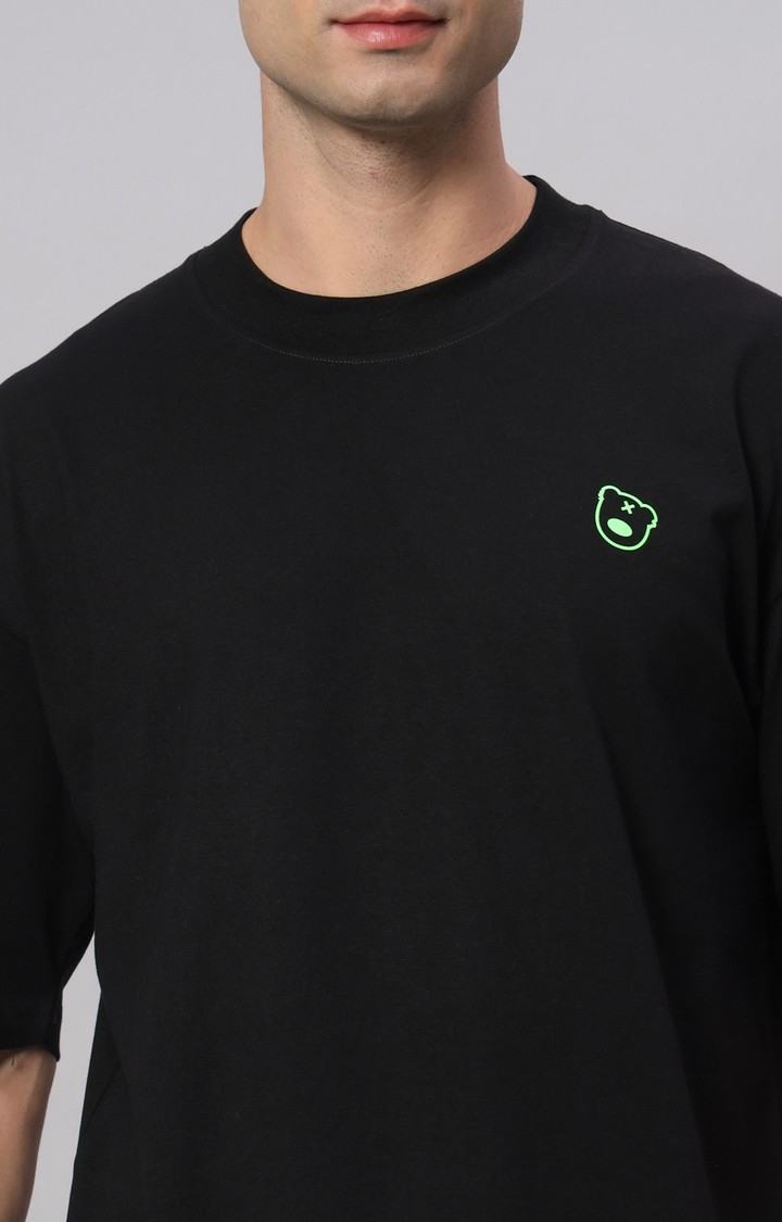 Men's Black Printed Boxy T-Shirt