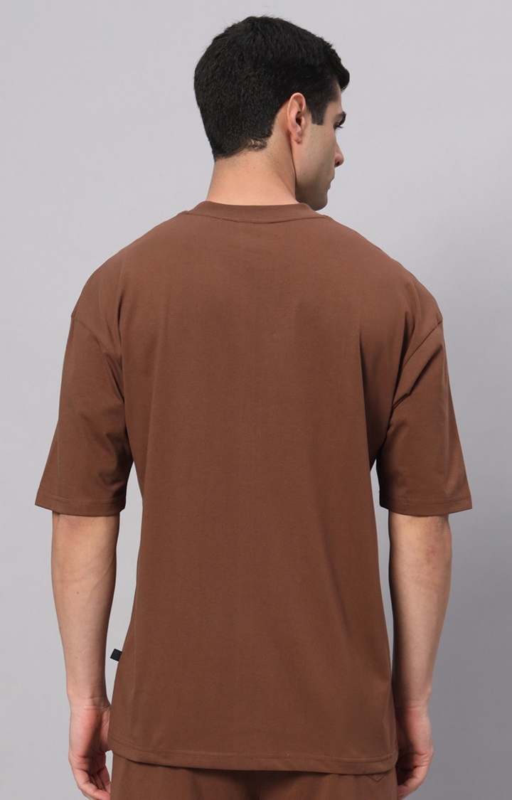 Men's Brown Printed Activewear T-Shirts