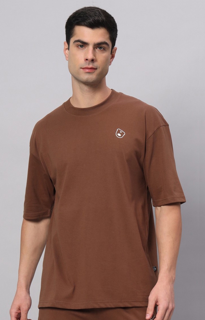 GRIFFEL | Men's Brown Printed Activewear T-Shirts