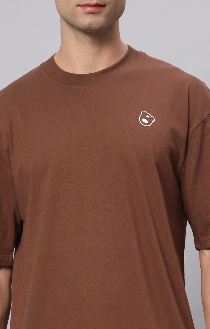 Men's Brown Printed Activewear T-Shirts