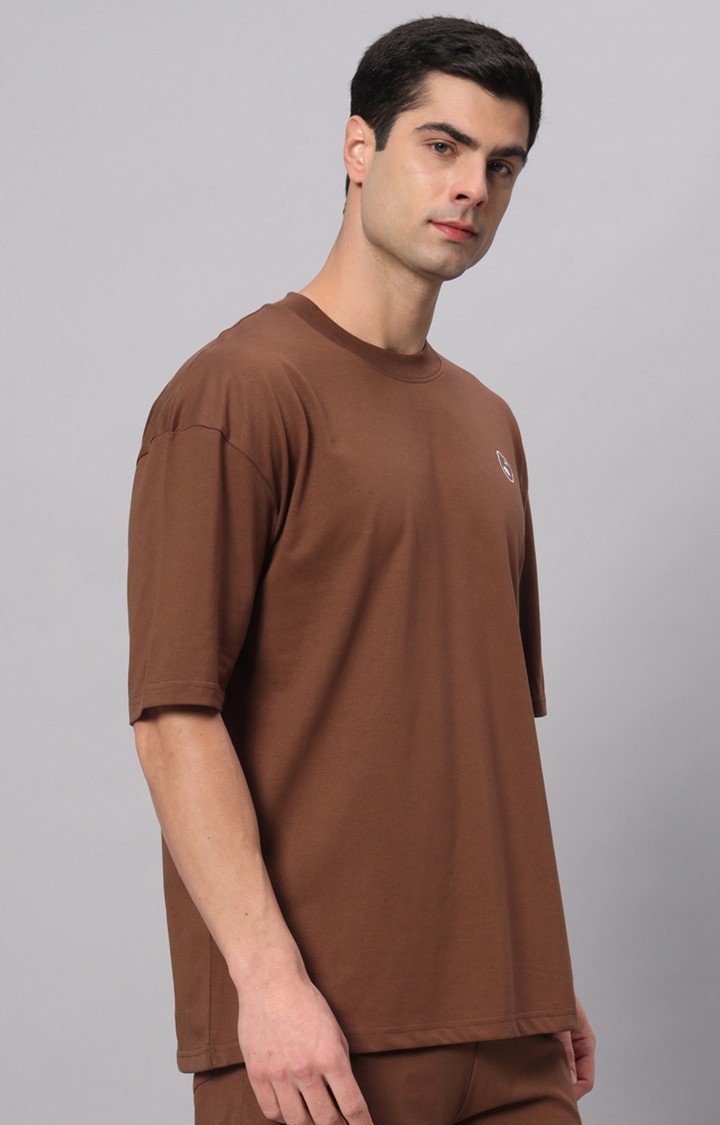 Men's Brown Printed Activewear T-Shirts
