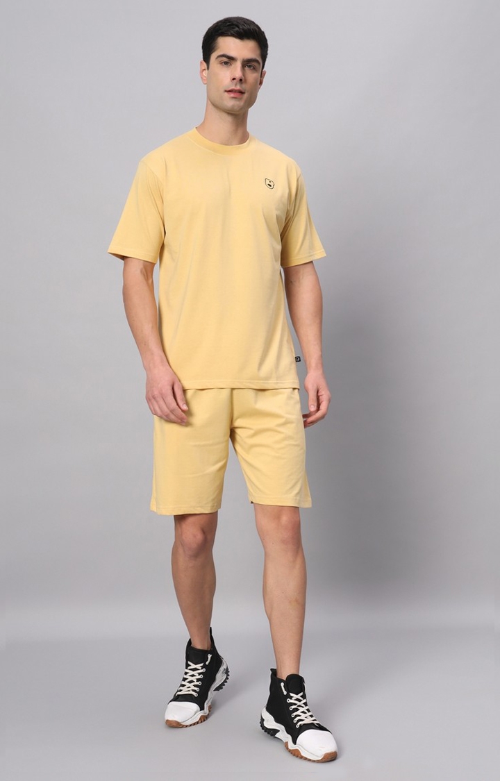 Men's Yellow Printed Activewear T-Shirts