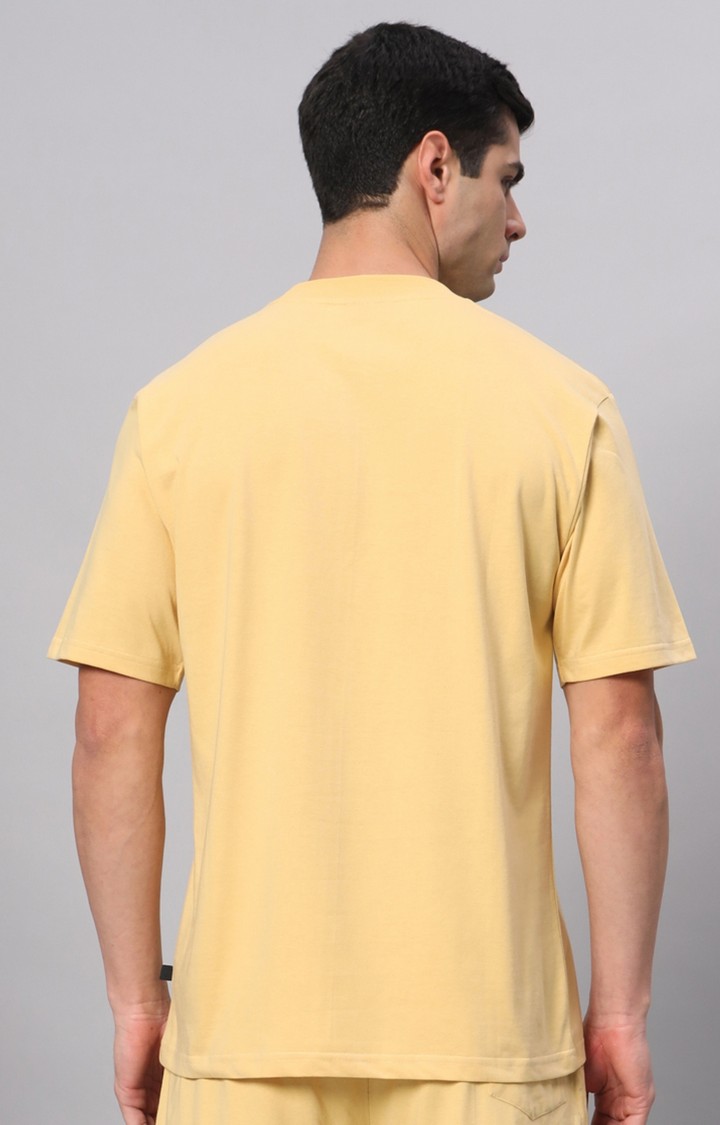 Men's Yellow Printed Activewear T-Shirts