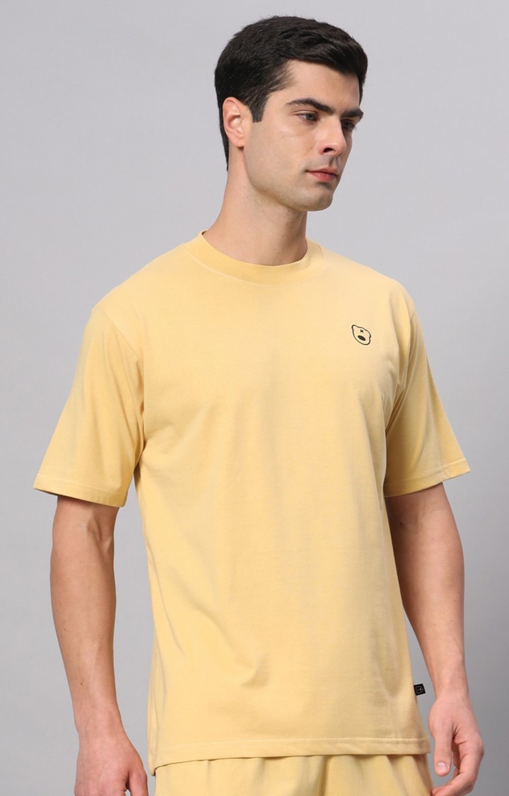 Men's Yellow Printed Activewear T-Shirts