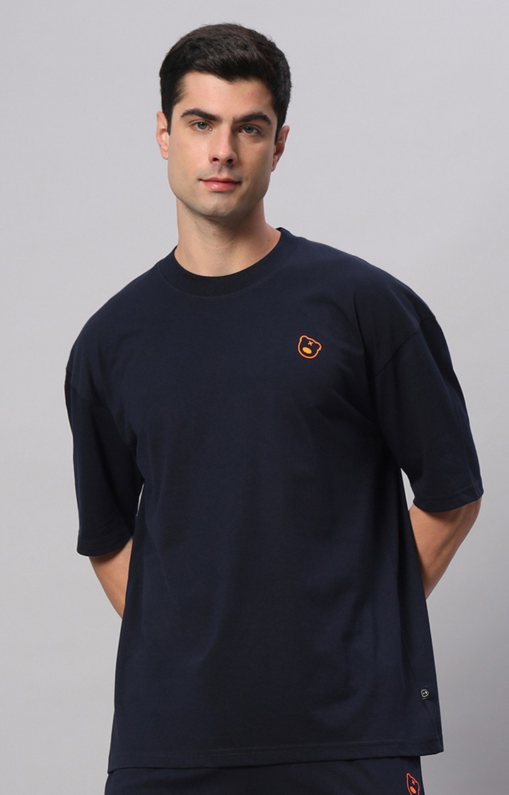 GRIFFEL | Men's Blue Printed Boxy T-Shirt
