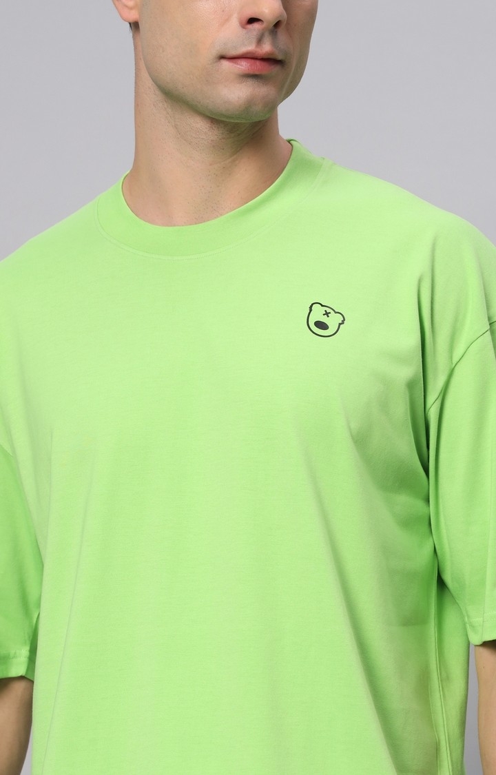 Men's Green Printed Boxy T-Shirt