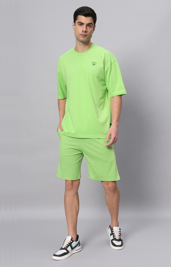 Men's Green Printed Boxy T-Shirt