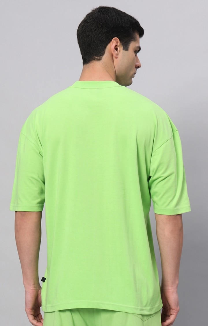 Men's Green Printed Boxy T-Shirt