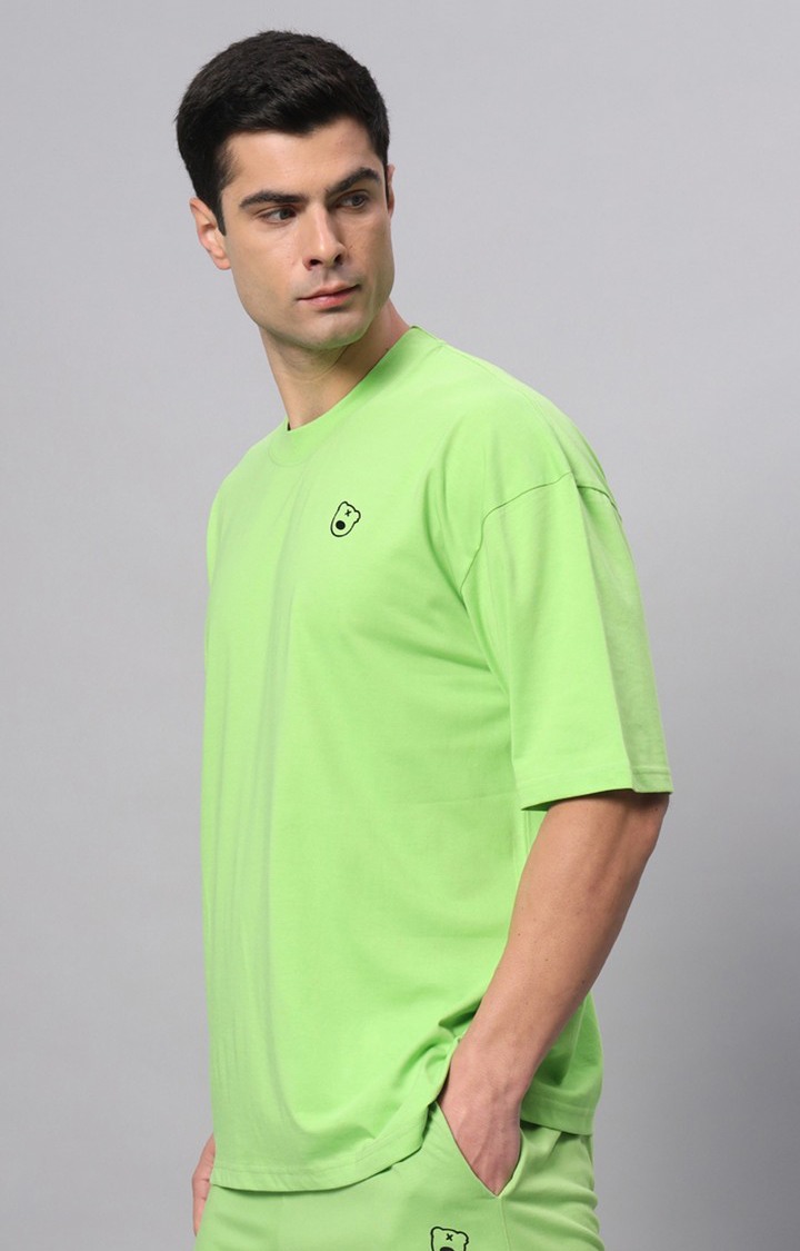 Men's Green Printed Boxy T-Shirt