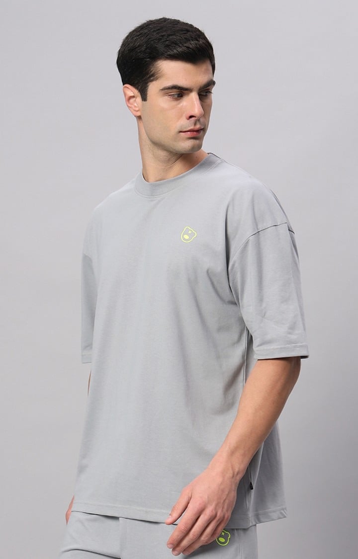 Men's Grey Printed Activewear T-Shirts