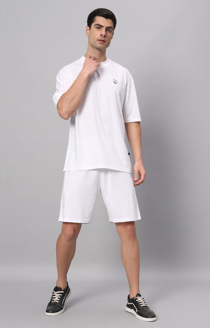 Men's White Printed Boxy T-Shirt