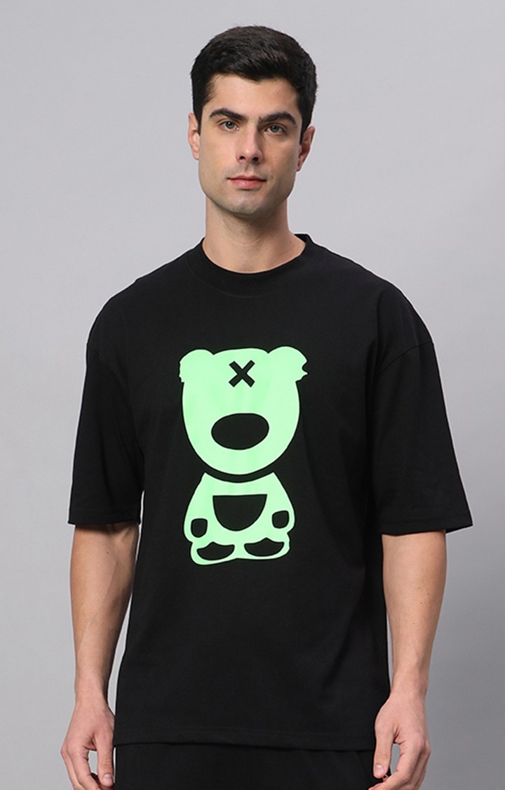 GRIFFEL | Men's Black Printed Boxy T-Shirt