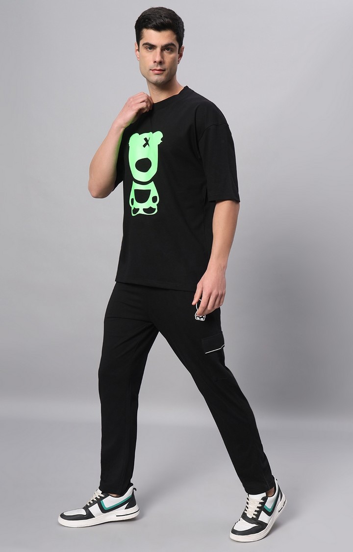 Men's Black Printed Boxy T-Shirt