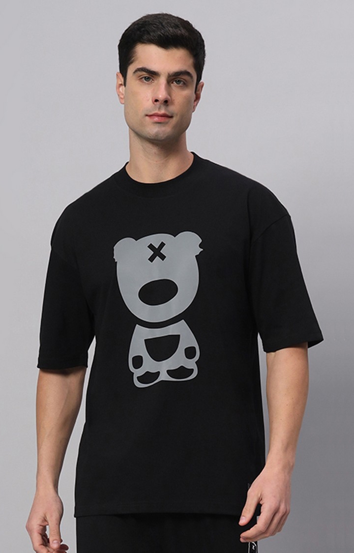 Men's Black Printed Activewear T-Shirts