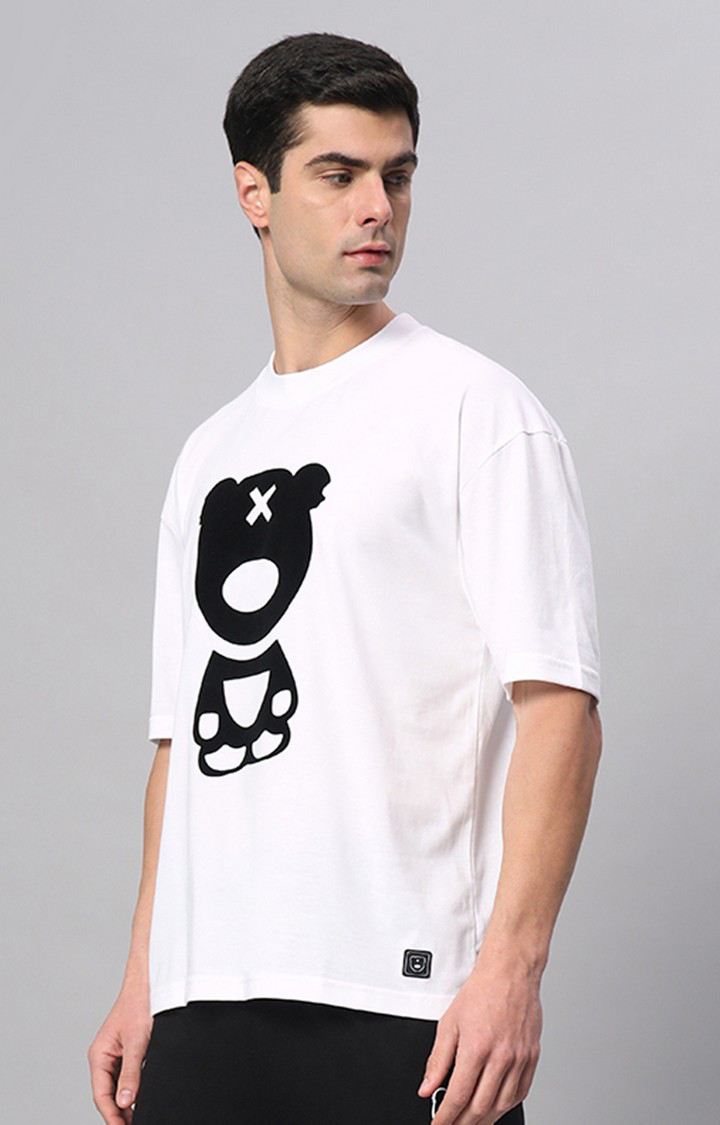 Men's White Printed Boxy T-Shirt