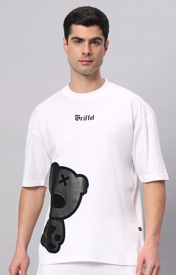 GRIFFEL | Men's Black Cotton Loose Printed   Boxy T-Shirt s