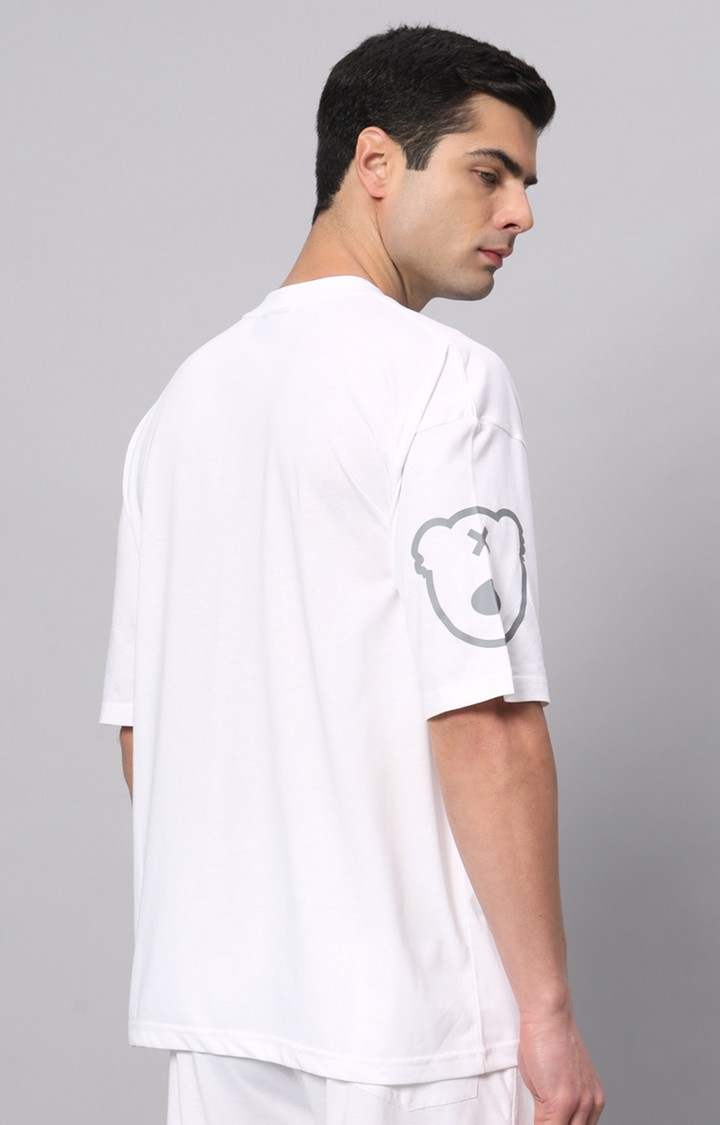 Men's White Printed Boxy T-Shirt