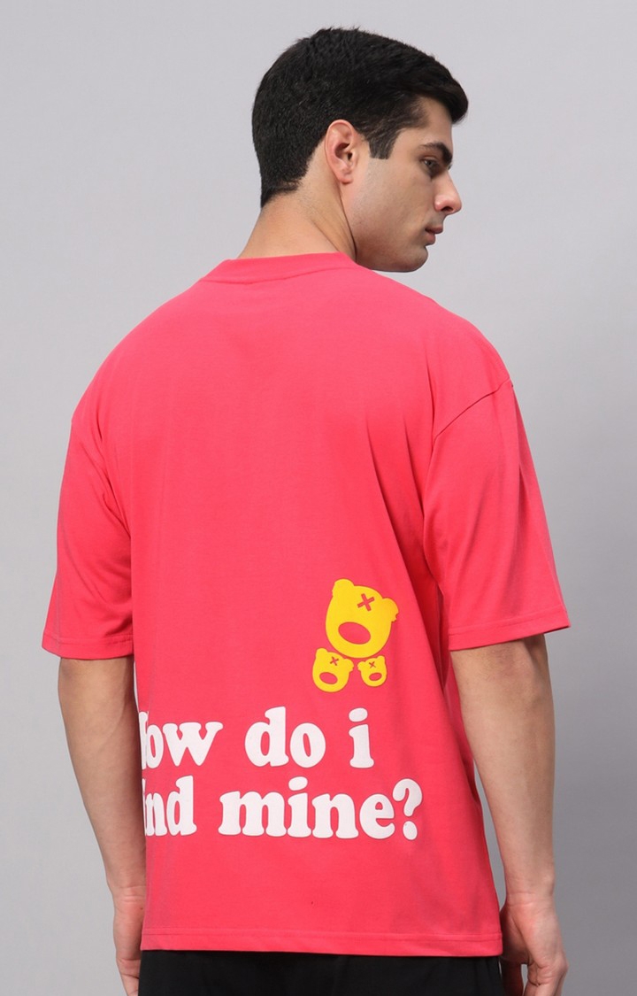 Men's Pink Printed Boxy T-Shirt
