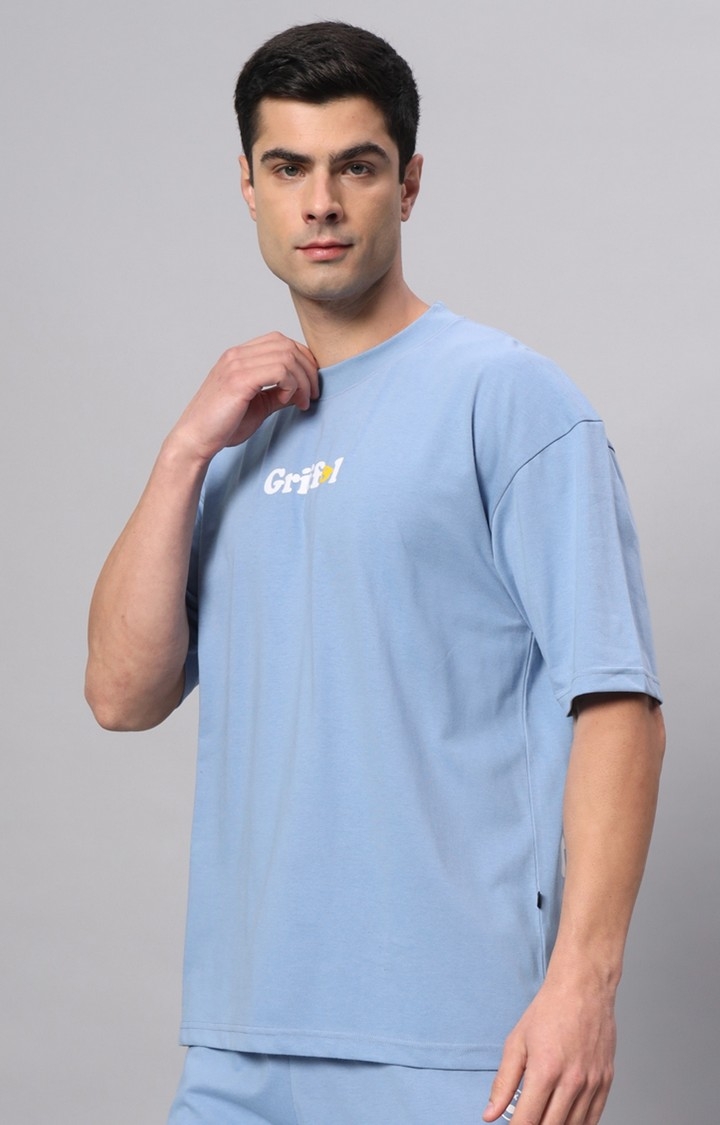 Men's Blue Printed Activewear T-Shirts