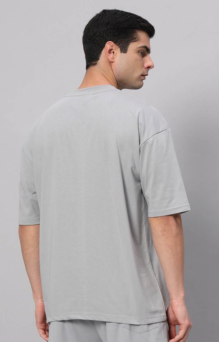 Men's Grey Printed Boxy T-Shirt