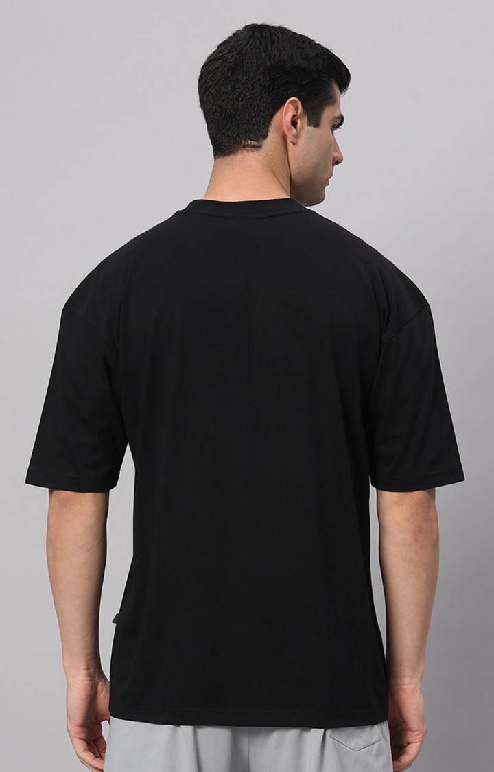 Men's Black Printed Boxy T-Shirt
