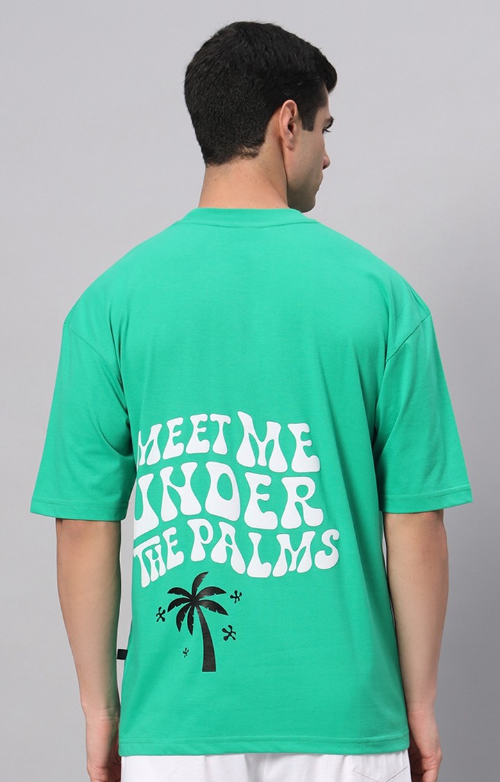 Men's Green Typographic Boxy T-Shirt