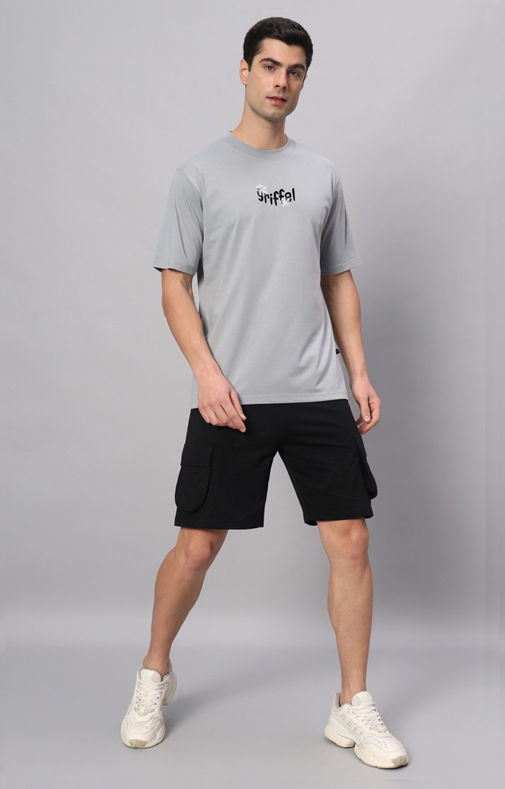 Men's Grey Printed Boxy T-Shirt