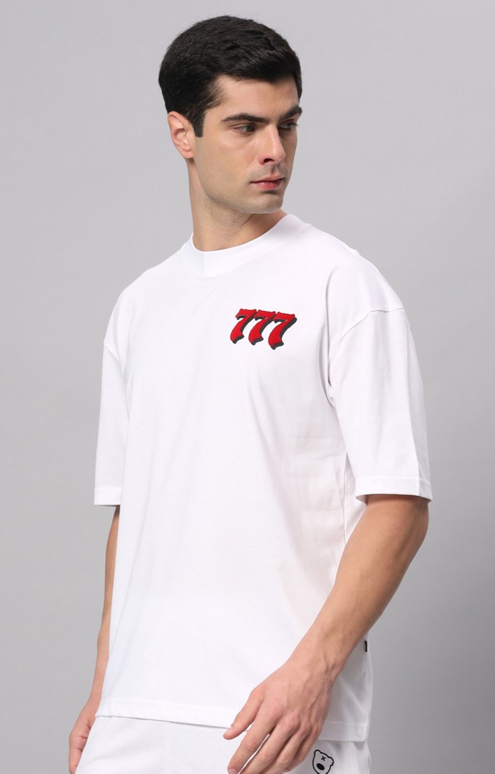 Men's White Printed Boxy T-Shirt