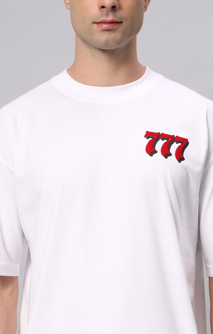 Men's White Printed Boxy T-Shirt