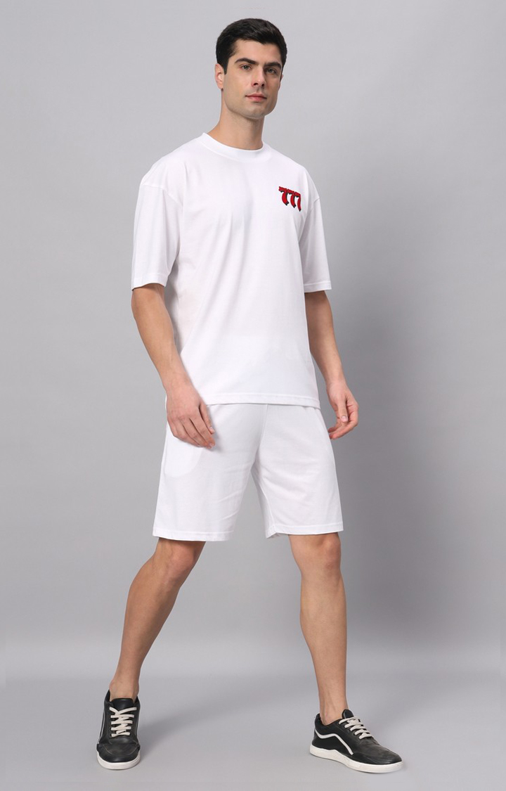 Men's White Printed Boxy T-Shirt