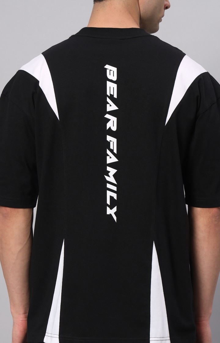 Men's Black Printed Boxy T-Shirt