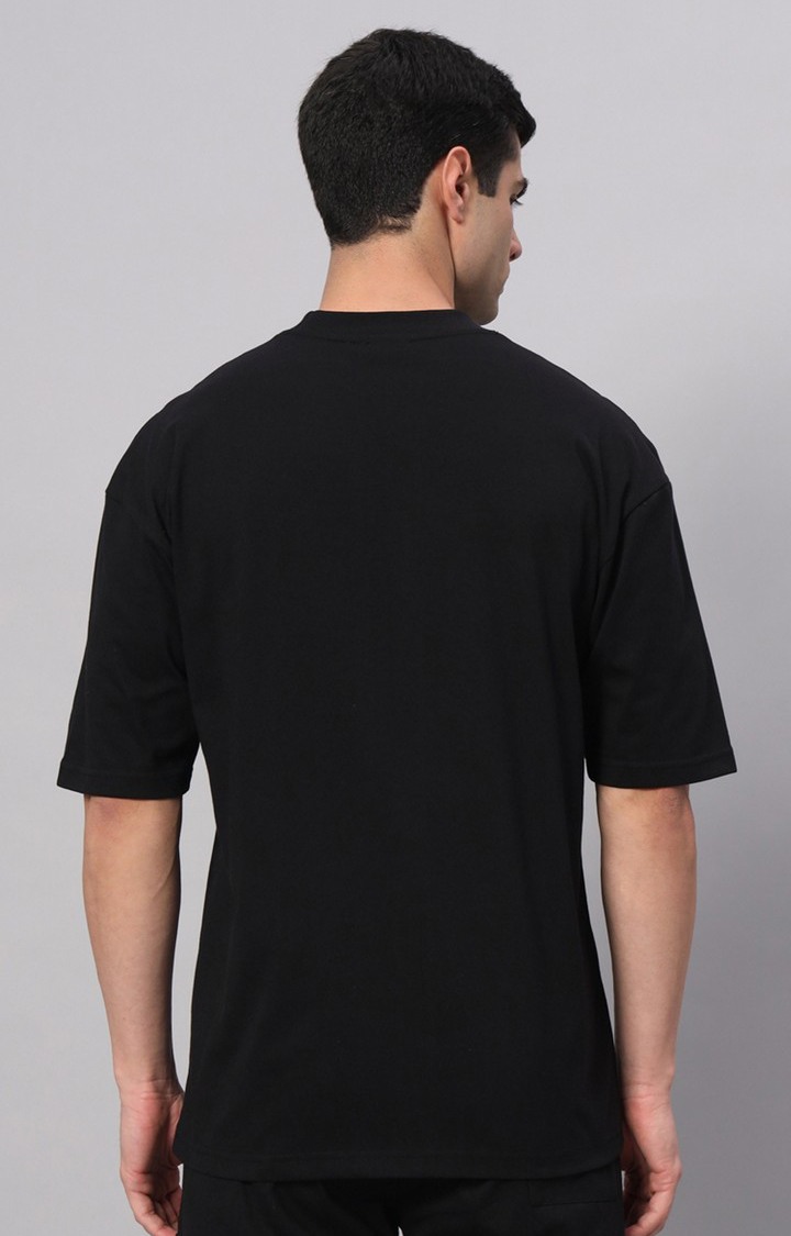 Men's Black Printed Boxy T-Shirt