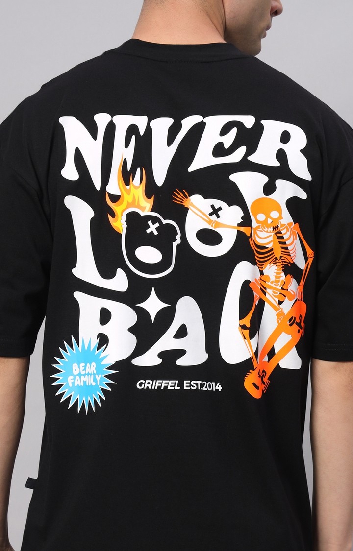 Men's Black Printed Boxy T-Shirt