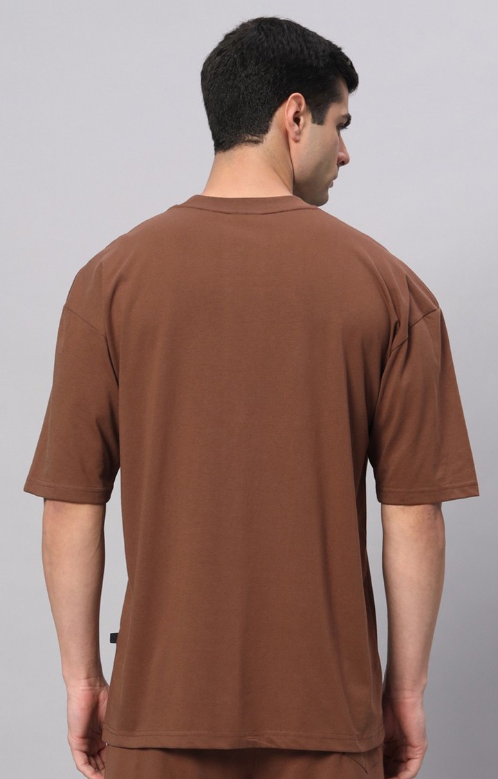 Men's Brown Printed Boxy T-Shirt