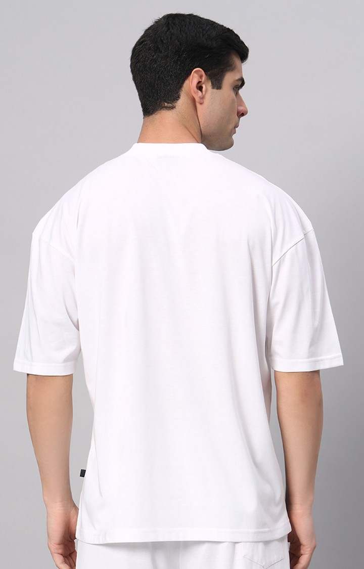 Men's White Printed Boxy T-Shirt