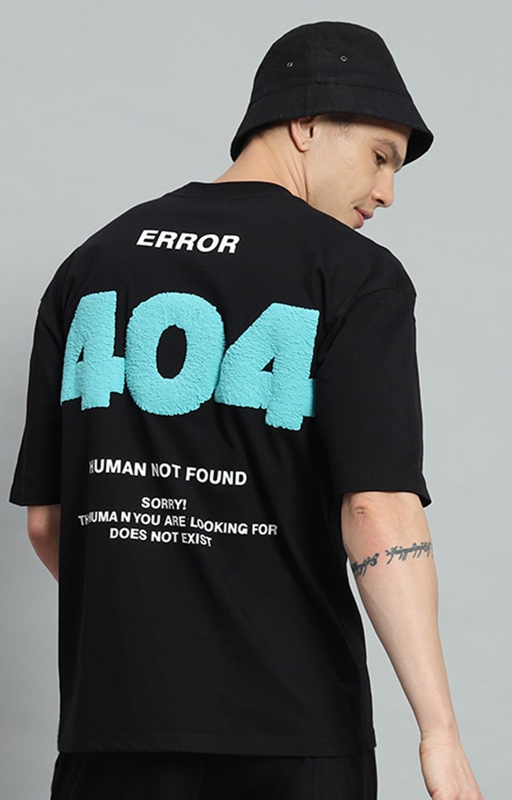 Men's Black   Printed Oversized T-Shirts