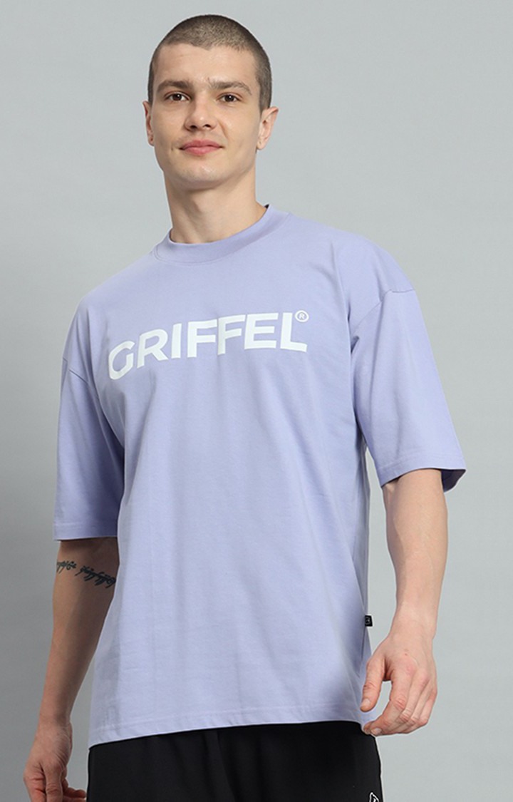 Men's Mauve Printed Oversized T-Shirts