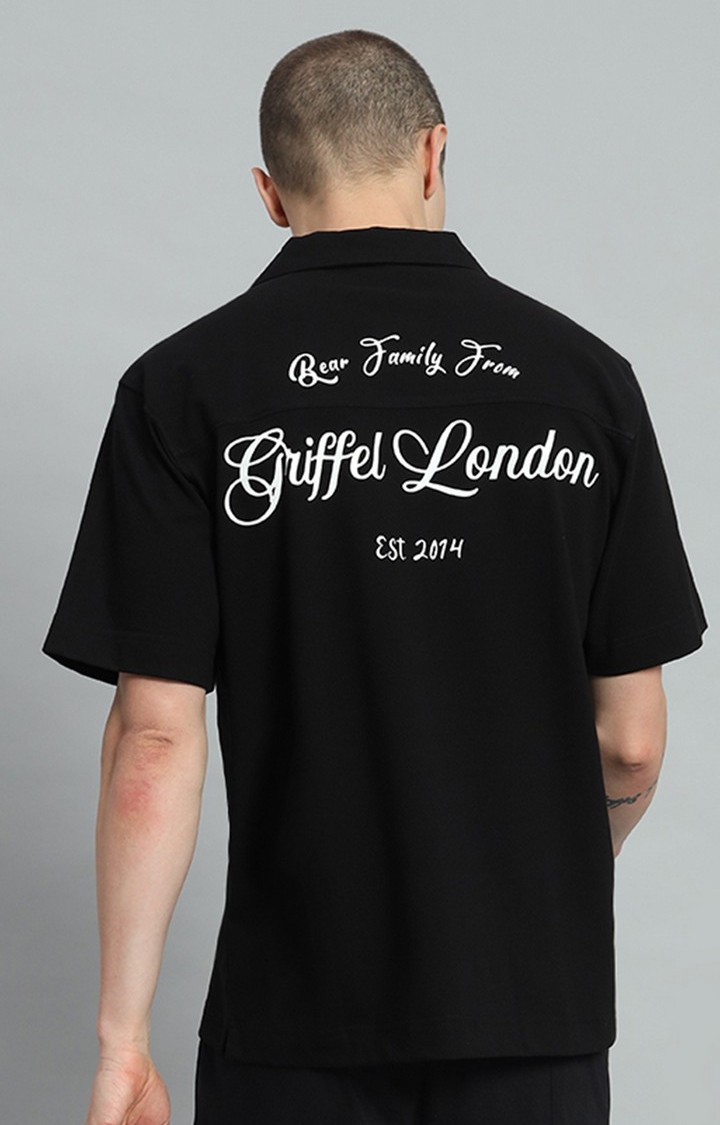 GRIFFEL | Men's BLACK Printed Oversized T-Shirts