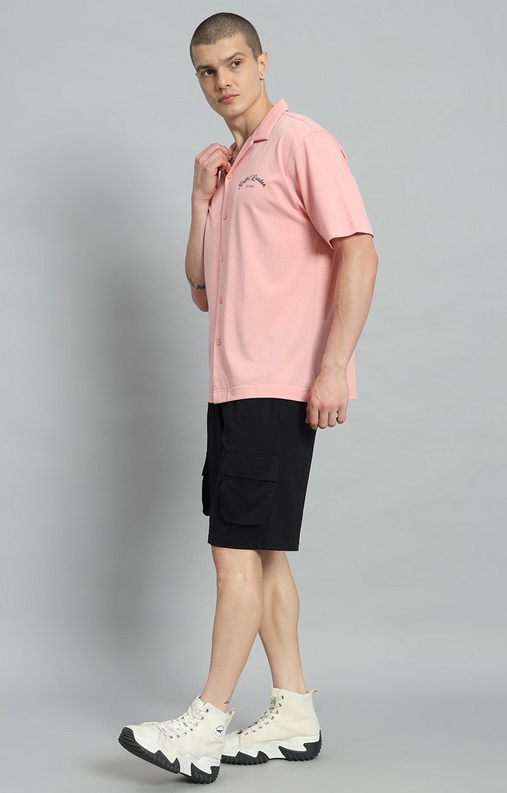 Men's Peach Printed Oversized T-Shirts