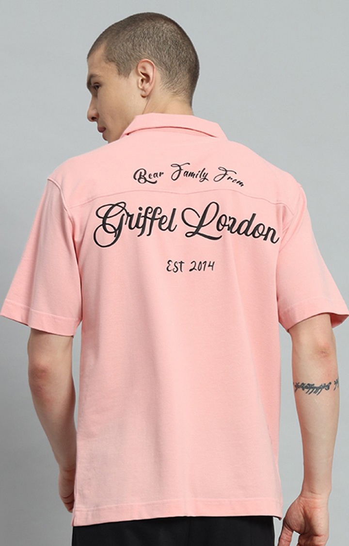 GRIFFEL | Men's Peach Printed Oversized T-Shirts