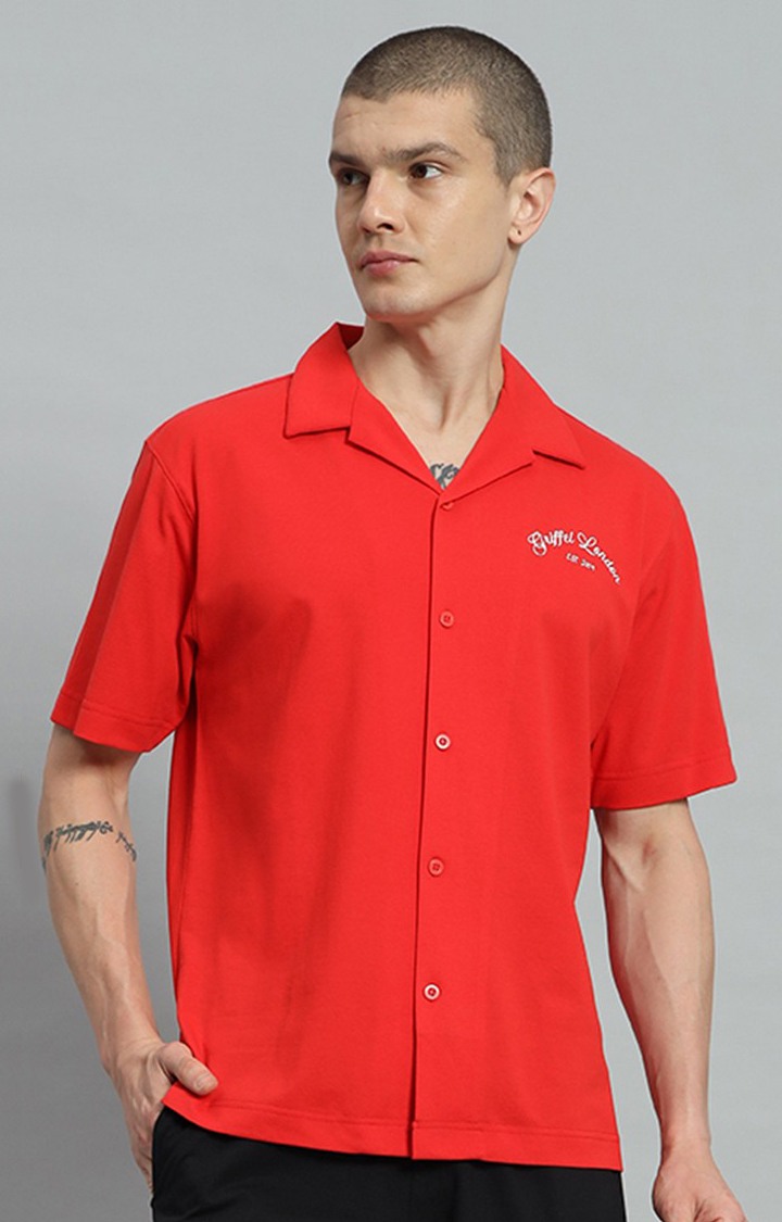 Men's Red Printed Oversized T-Shirts