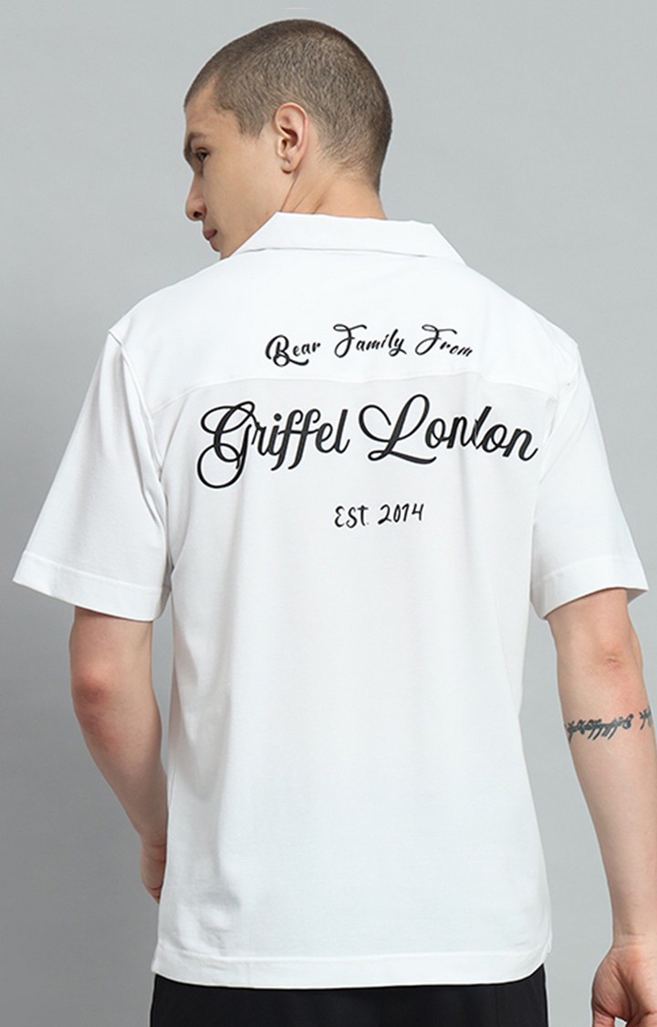 GRIFFEL | Men's White Printed Oversized T-Shirts