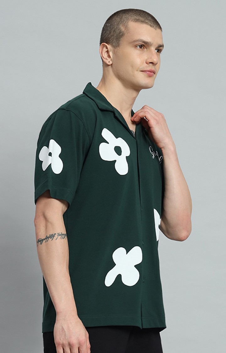 Men's Green Printed Oversized T-Shirts