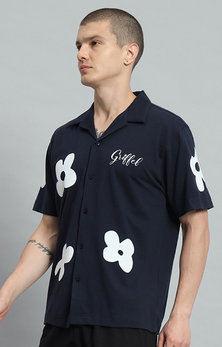 Men's NAVY Printed Oversized T-Shirts