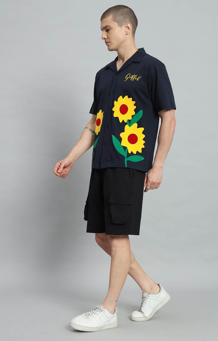 Men's NAVY Printed Oversized T-Shirts