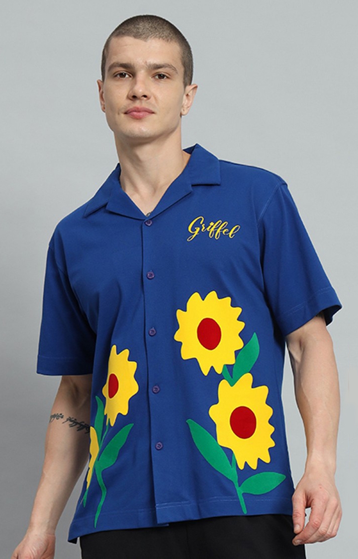 GRIFFEL | Men's ROYAL Printed Oversized T-Shirts