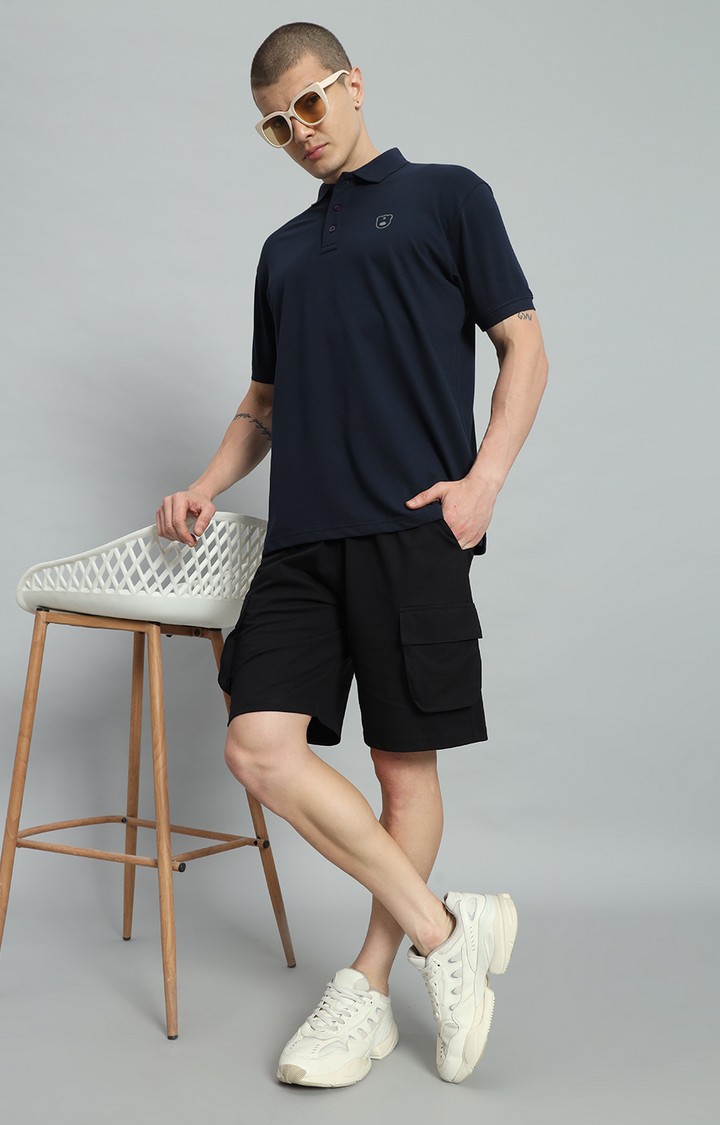 Men's Navy Printed Oversized T-Shirts