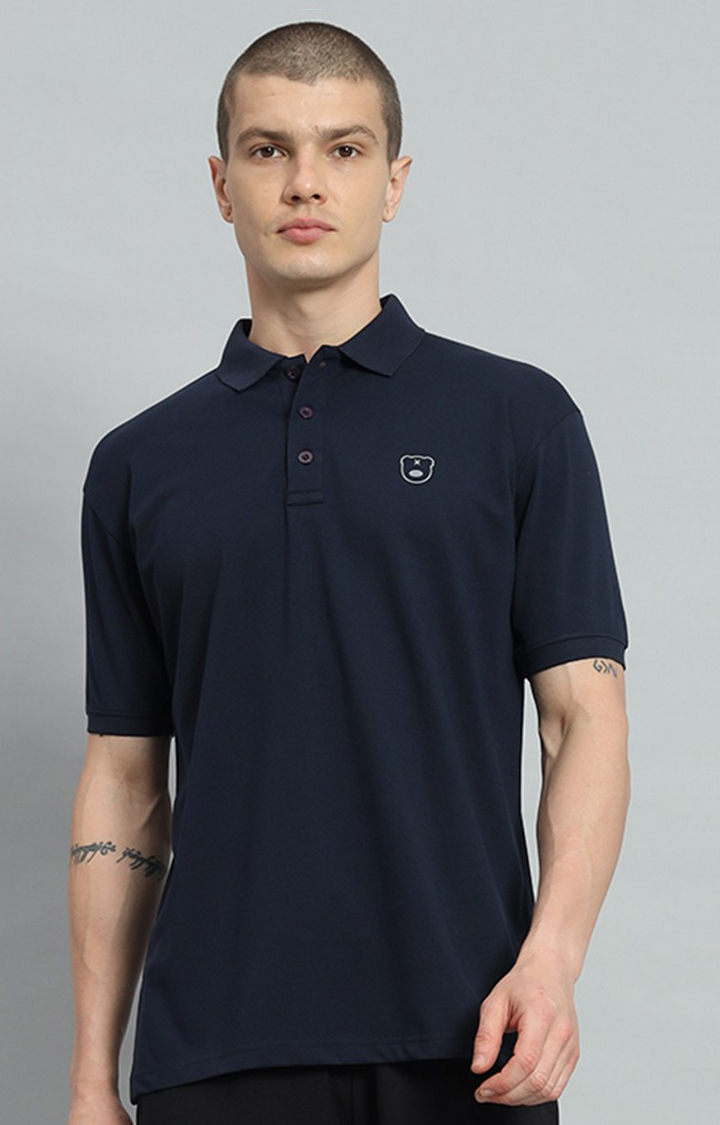 Men's Navy Printed Oversized T-Shirts